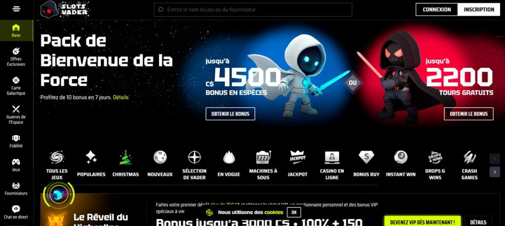 capture écran casino Slots Vader machines sous