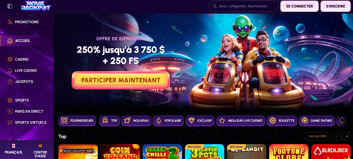 casino NovaJackpot jackpots progressifs gains