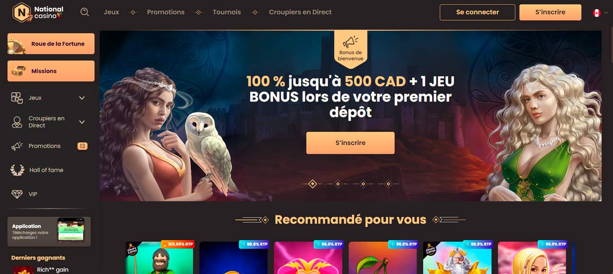 interface National Casino débutants accessible